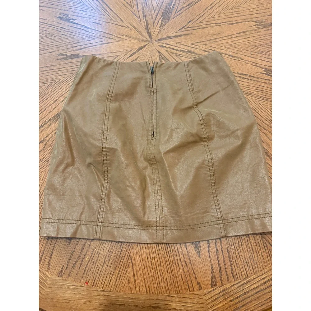 Free People Modern Femme Vegan Leather Mini Skirt Tan Brown Size 0